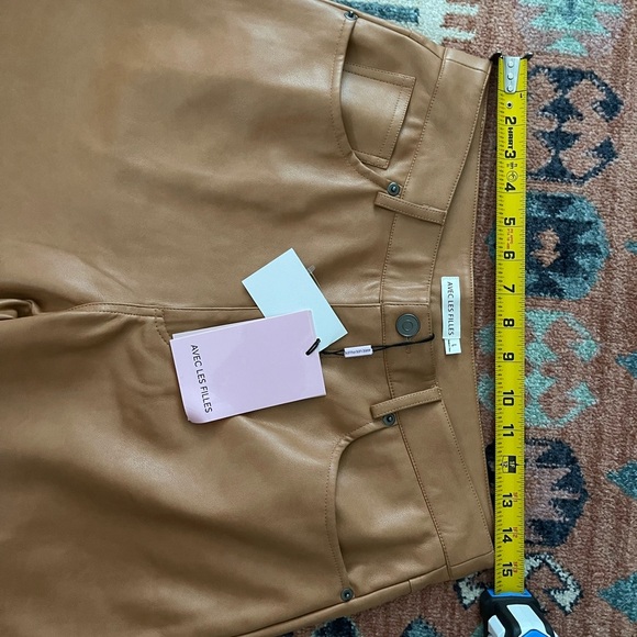 AVEC LES FILLES faux brown straight leg leather pants. Size L, NWT•••Anthro - Picture 15 of 16